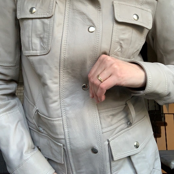 Taupe real leather jacket - Picture 8 of 10